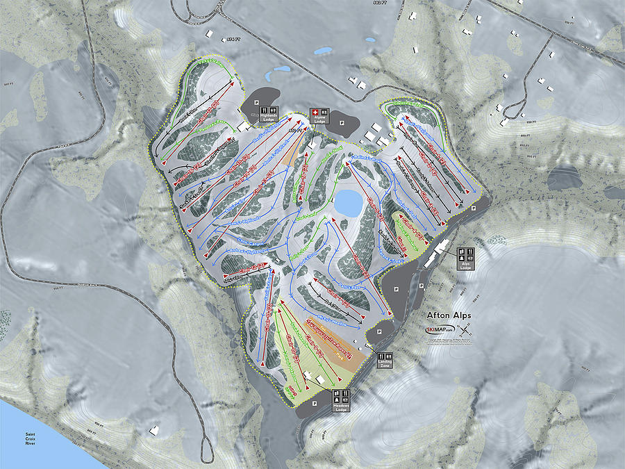 Afton Alps Ski Resort Map Digital Art by Powder Addicts - Fine Art America