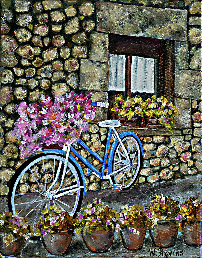Against the Stone Wall Painting by Wendy Provins