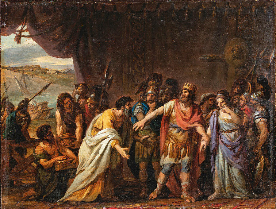 Agamemnon in his tent refusing to give Chryseis back Painting by Joseph-Marie Vien