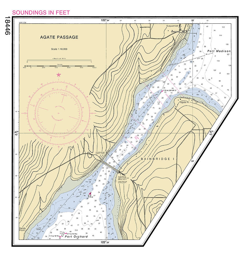 Agate Passage Washington Chart 18446_2, Noaa Chart 18446 Digital Art by ...