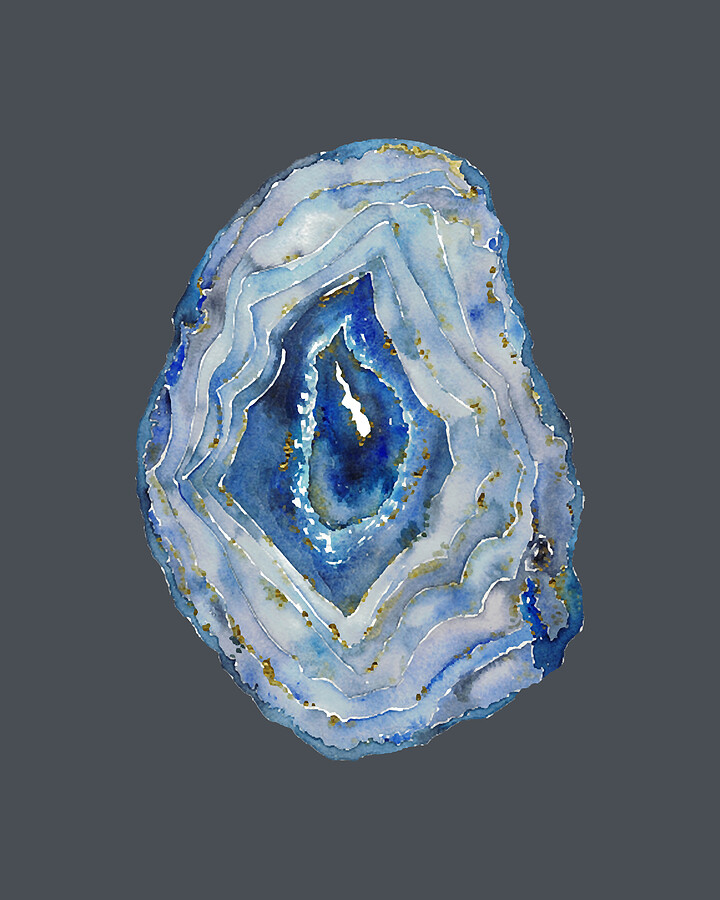Agate Slice Geode Gem Crystals Watercolor Digital Art by Dinh Niem Nguyen Fine Art America