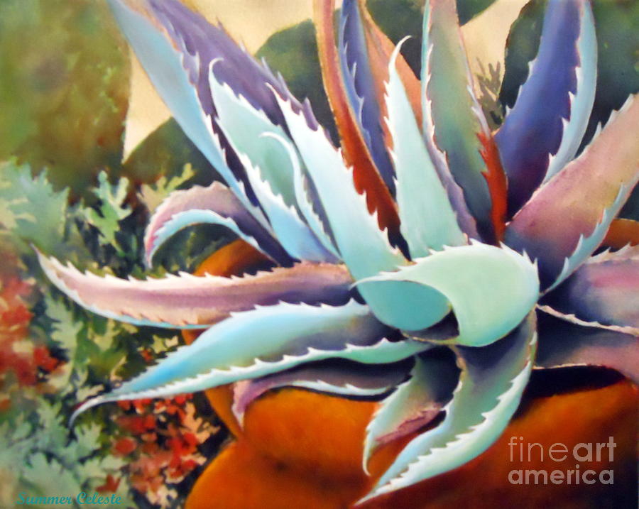 Agave in Pot Painting by Summer Celeste