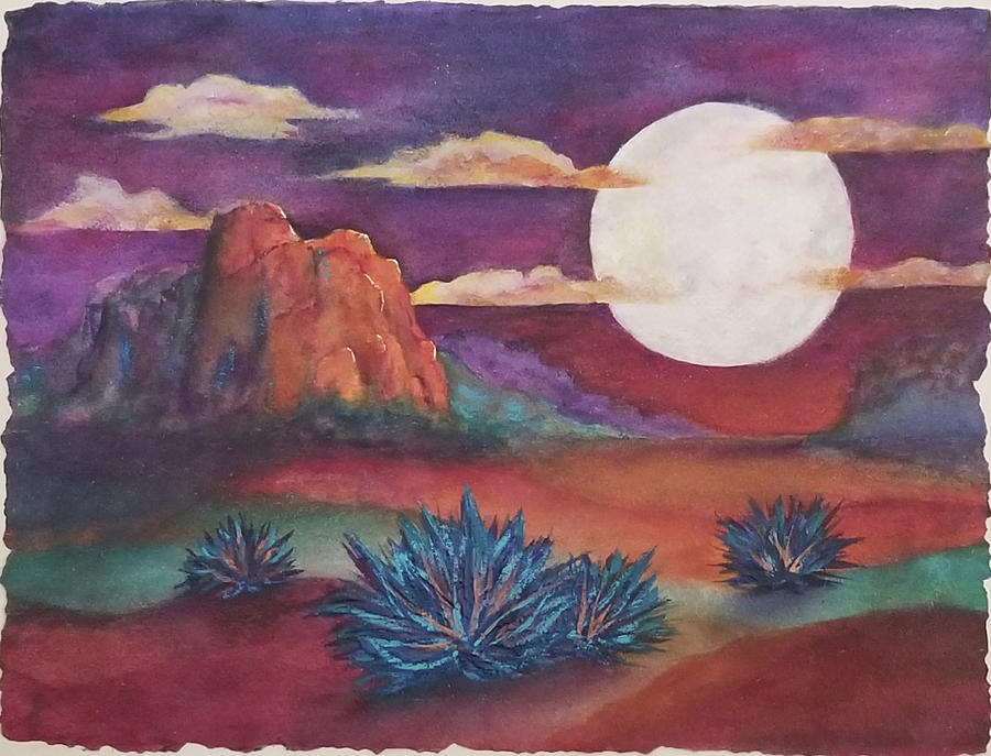 Agave Moon Mixed Media by Terry Ann Morris