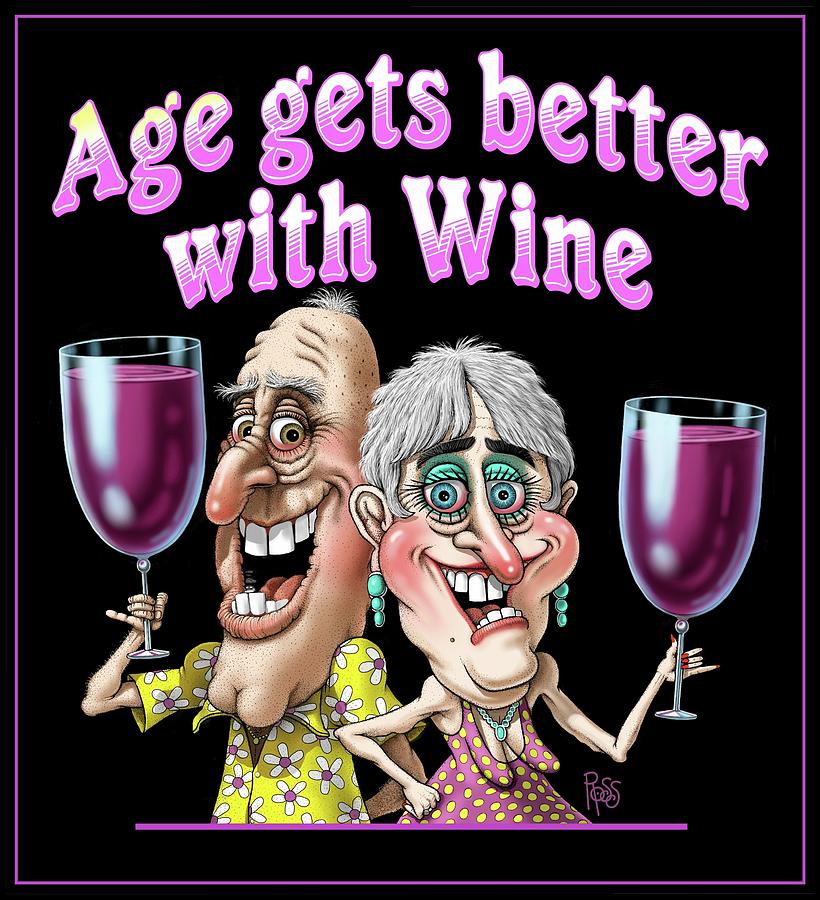 Age Gets Better With Wine Couple Digital Art by Scott Ross