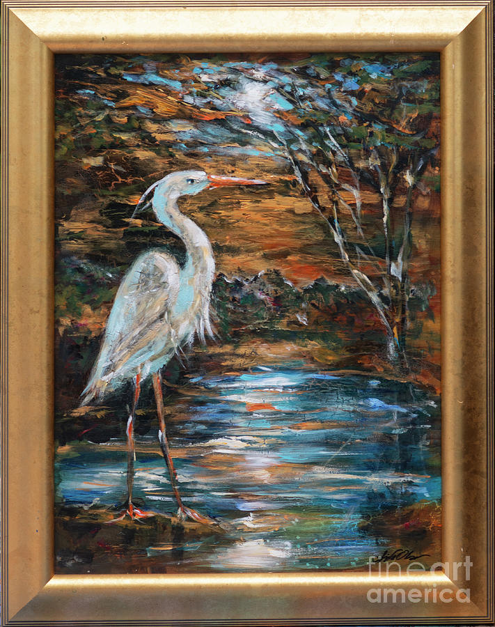 Aged Crane Painting by Linda Olsen