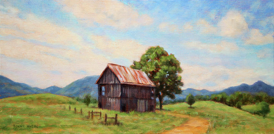 Aged to Perfection - Old Barn in Rockbridge County Painting by Bonnie Mason
