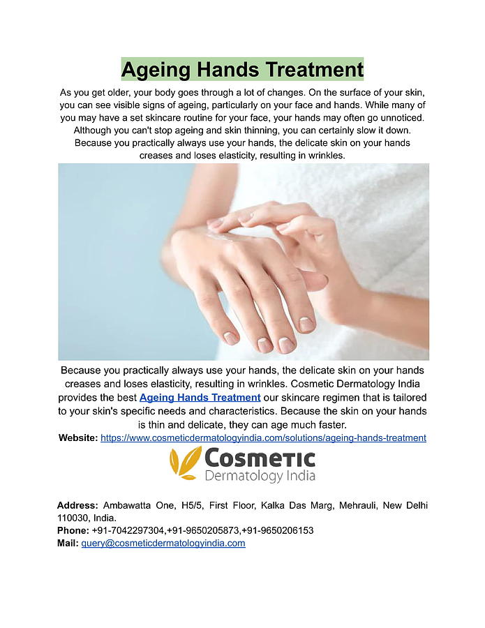 Ageing Hands Treatment Digital Art by Cosmetic Dermatology India - Fine ...