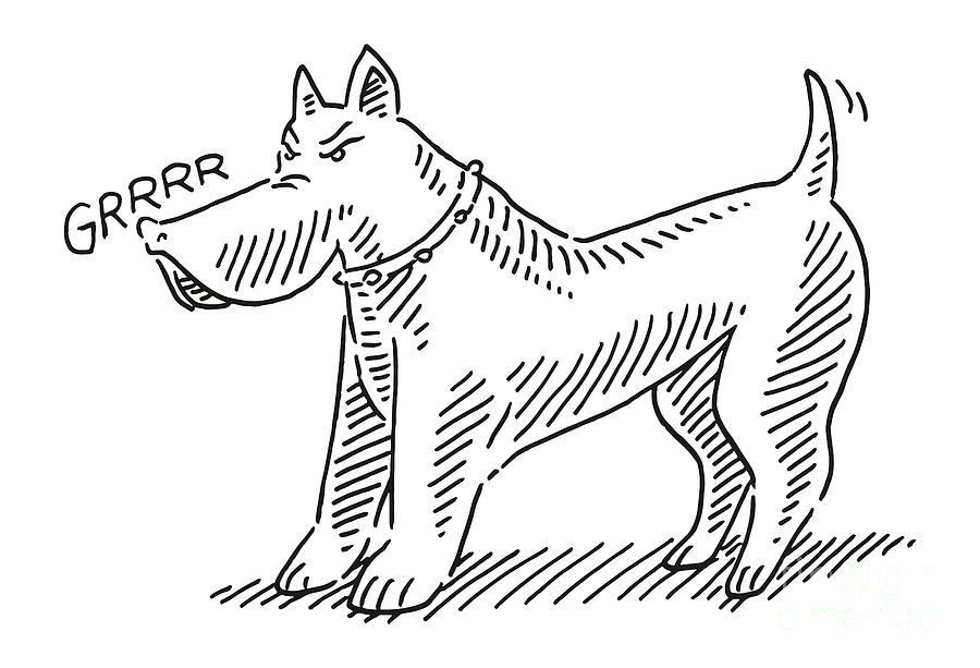 Aggressive Cartoon Dog Drawing Drawing by Frank Ramspott - Pixels