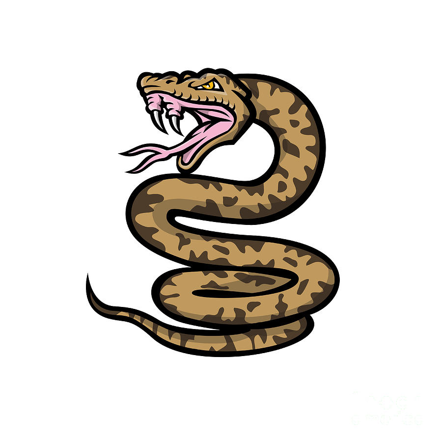 Aggressive Okinawa Habu Snake Mascot Digital Art