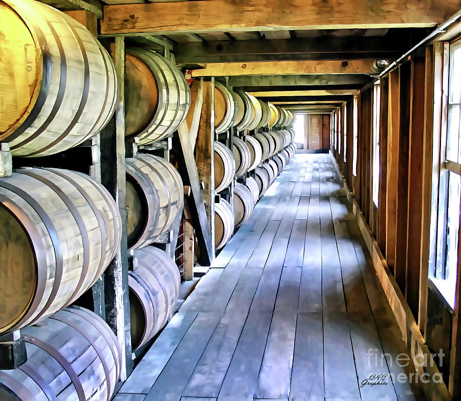 Aging Bourbon Barrels Painting by CAC Graphics