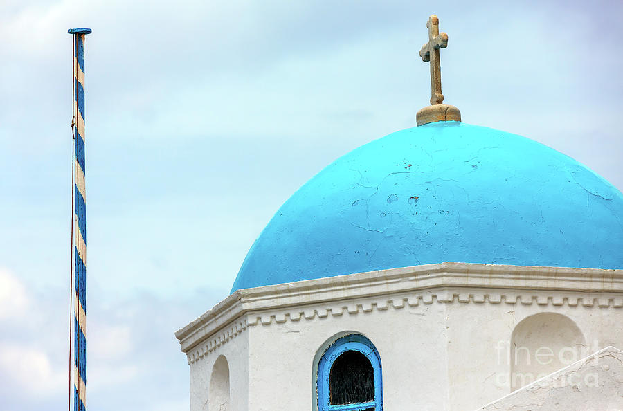 Agios Nikolaos Blue Dome in Mykonos Greece Photograph by John Rizzuto
