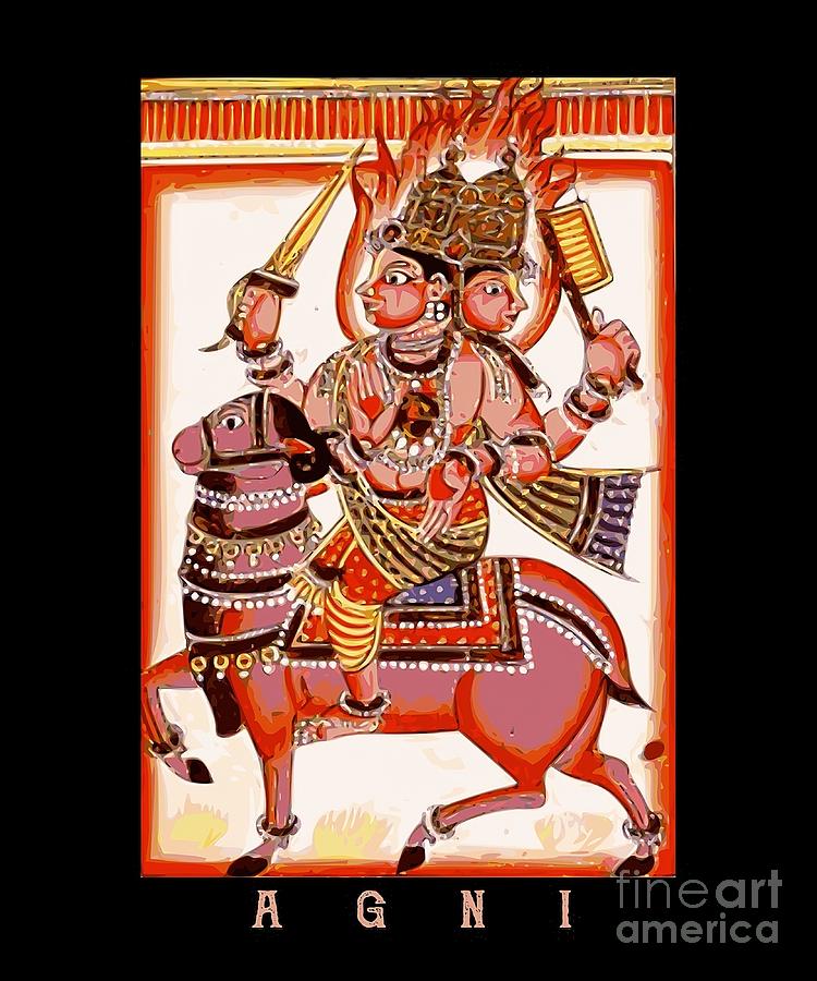 Agni Hindu Deva God of Fire Indian Hinduism Painting by Roberts Cooper ...