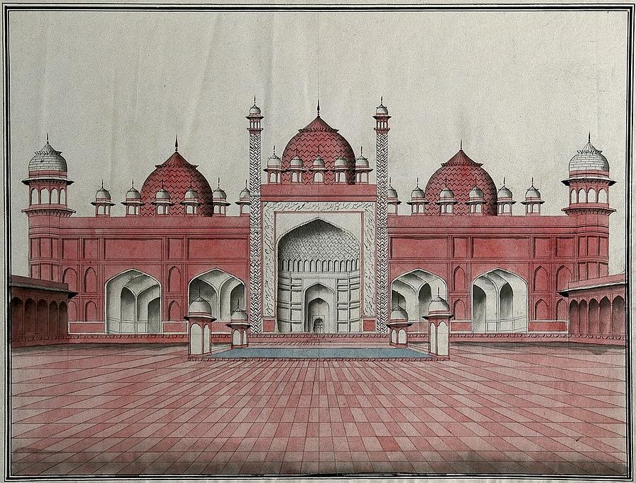Agra, Jumma Masjid. Watercolour drawing by an Indian artist Painting by Artistic Rifki