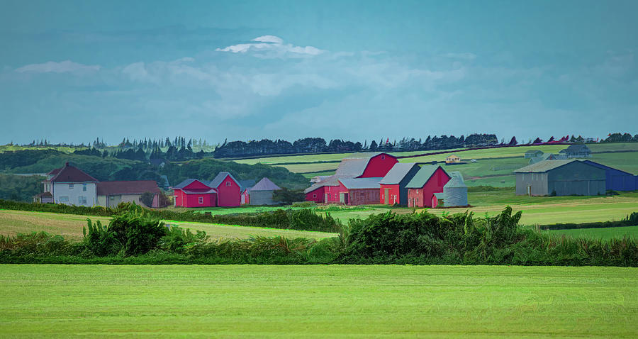Agricultural Beauty of Prince Edward Island, Painterly Version Photograph by Marcy Wielfaert