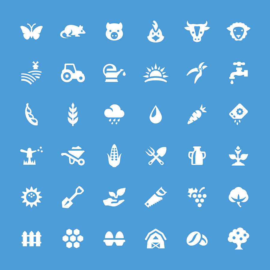 Agriculture and Farm vector icons set Drawing by Lushik