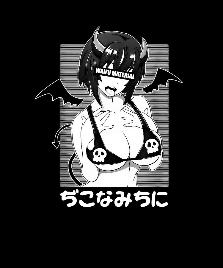 Ahegao Waifu Material Shirt Lewd Devil Anime Girl Digital Art By Mark Rimar