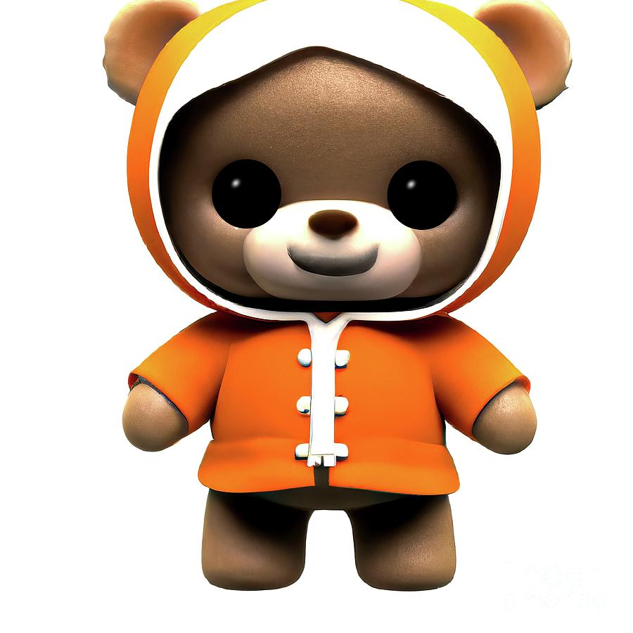 AI Art 3D Look Cute Teddy Bear Wearing a Baby Costume 2 Digital Art by Rose Santuci-Sofranko