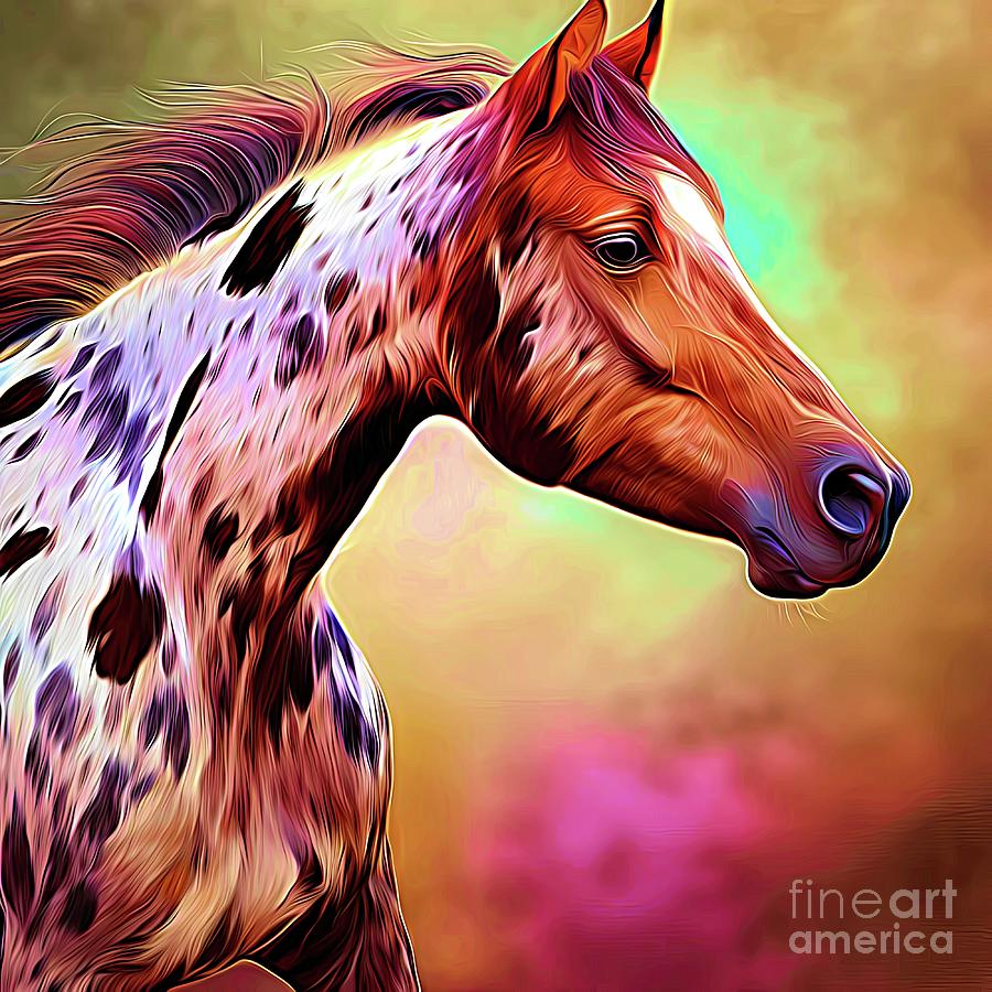 AI Art Appaloosa Horse Abstract Expressionism Digital Art by Rose Santuci-Sofranko