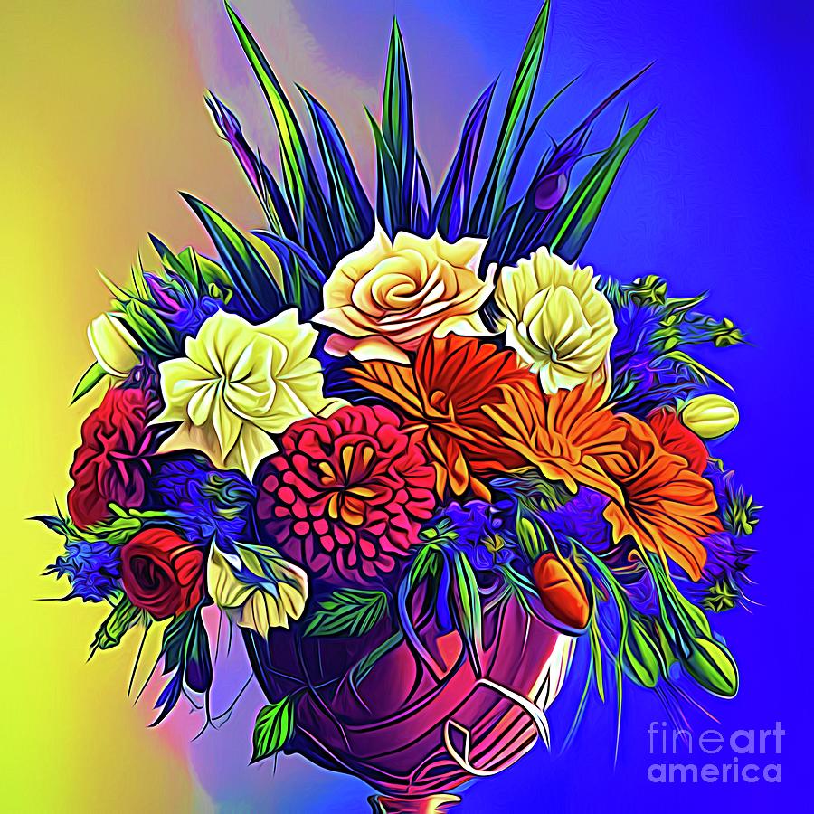 Ai Art Art Deco Floral Bouquet 1 Abstract Expressionism Digital Art