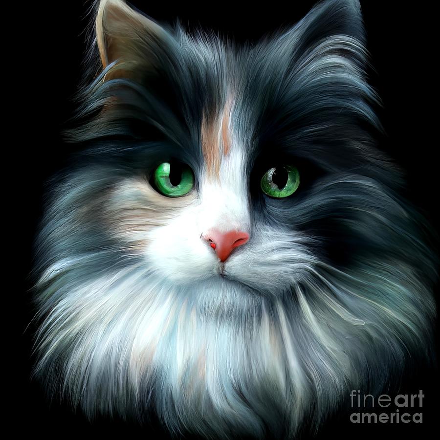 AI Art Beautiful Cat 1 Digital Art by Rose Santuci-Sofranko