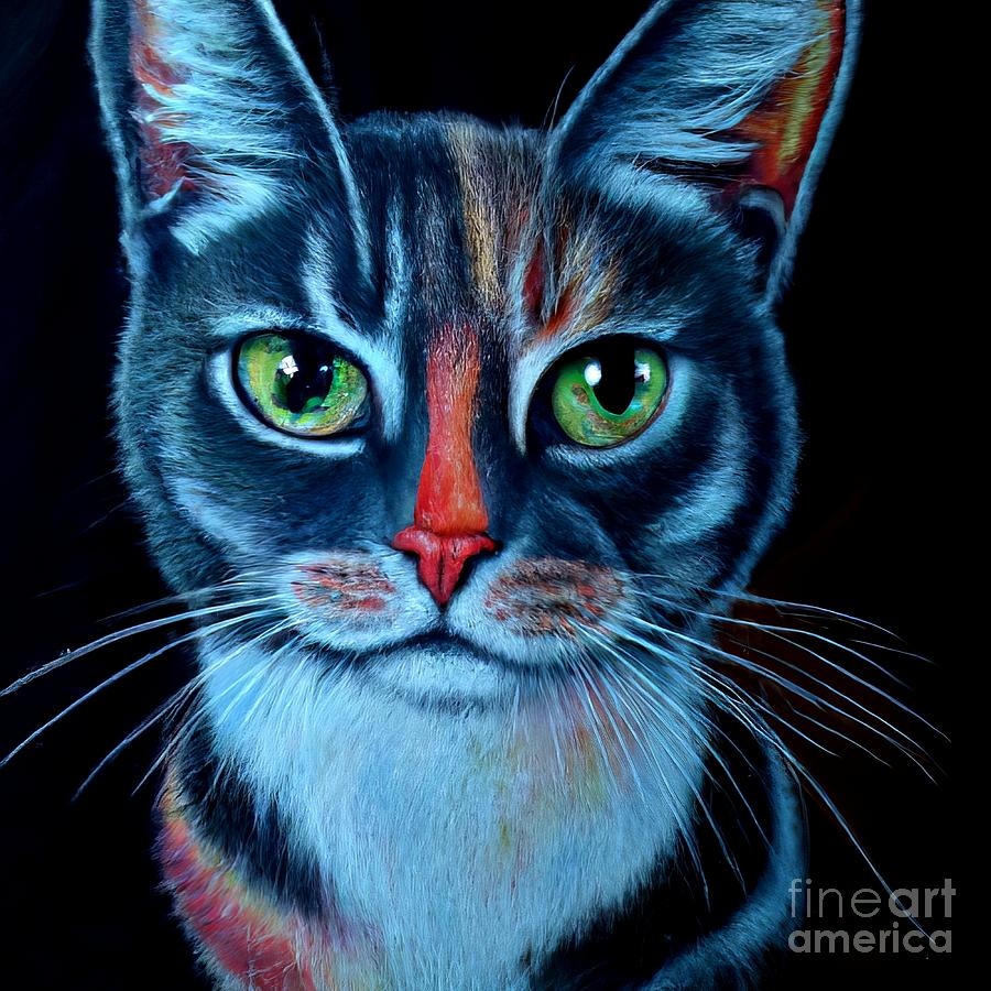 AI Art Beautiful Colorful Cat 2 Digital Art by Rose Santuci-Sofranko