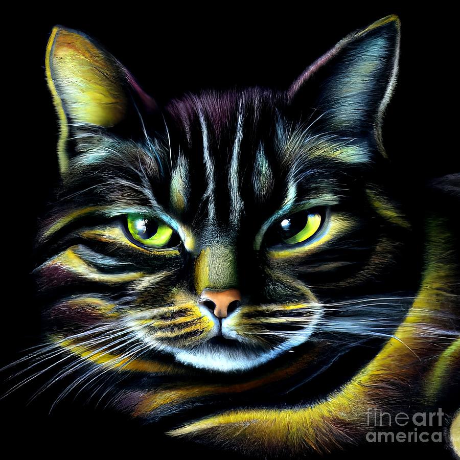 AI Art Beautiful Colorful Cat 3 Digital Art by Rose Santuci-Sofranko