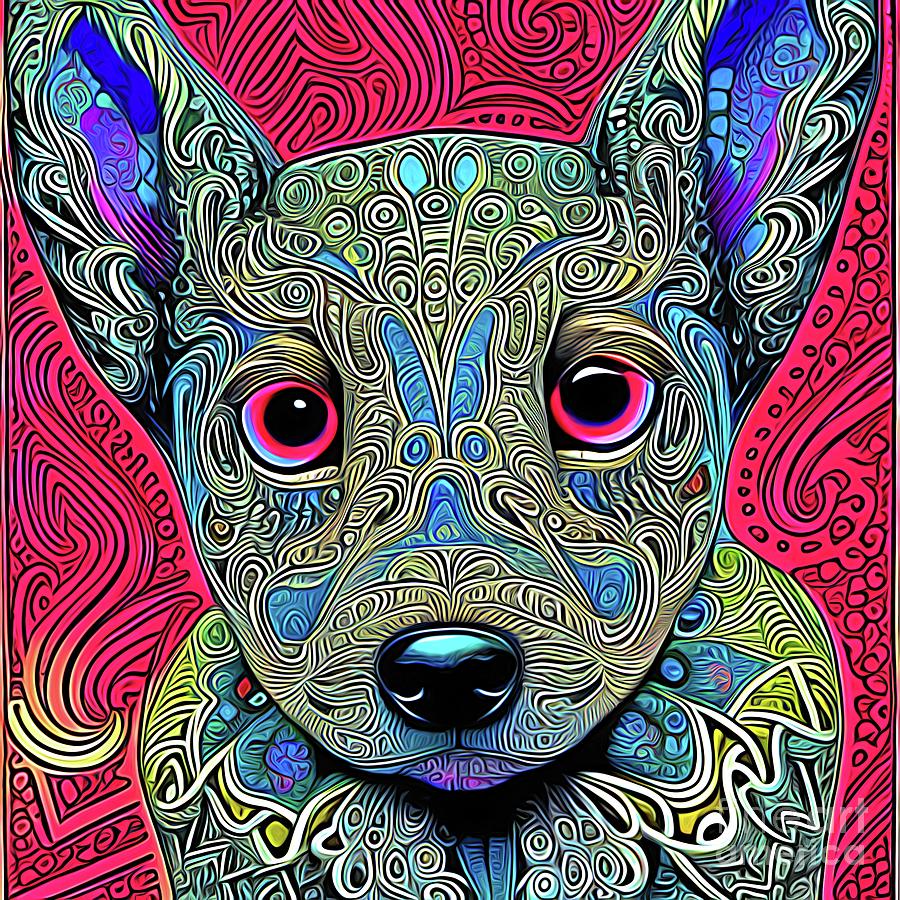AI Art Beautiful Dog Zentangle Abstract Expressionism 3 Digital Art by Rose Santuci-Sofranko
