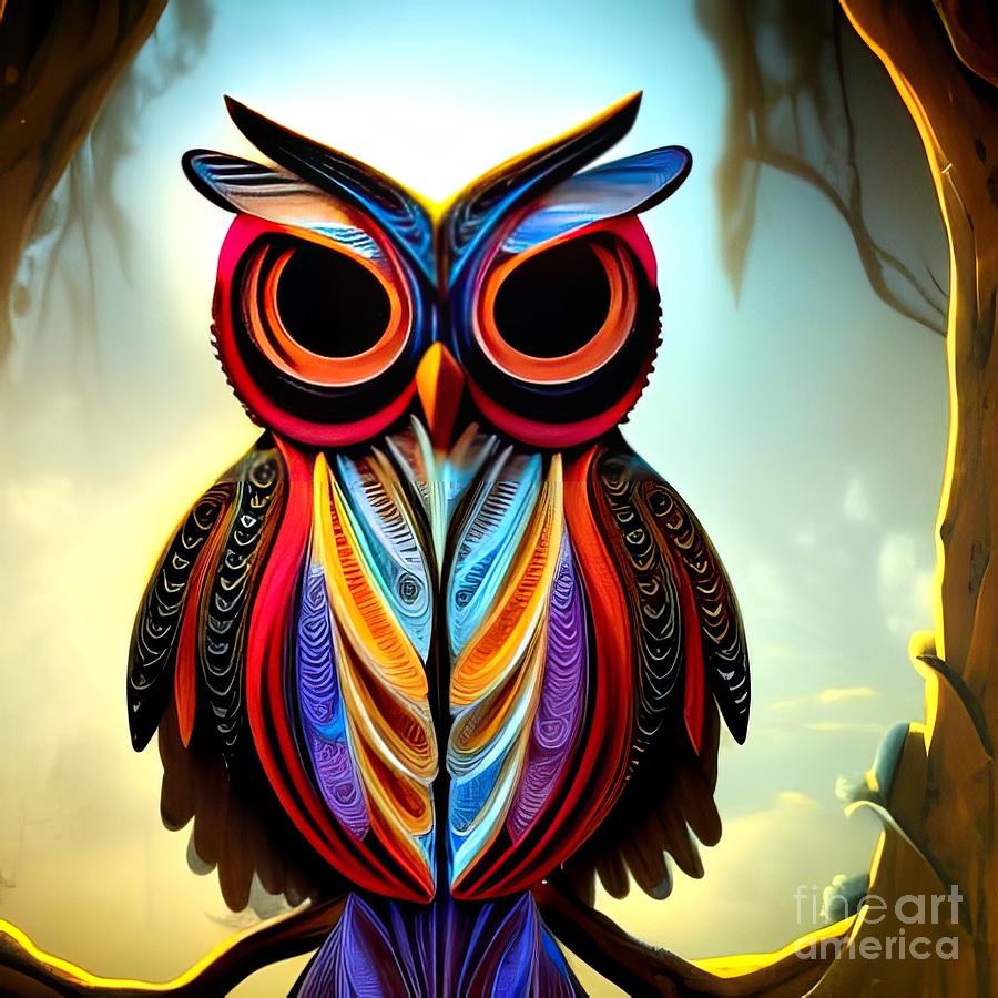 AI Art Beautiful Quilled Paper Owl 1 Digital Art by Rose Santuci-Sofranko