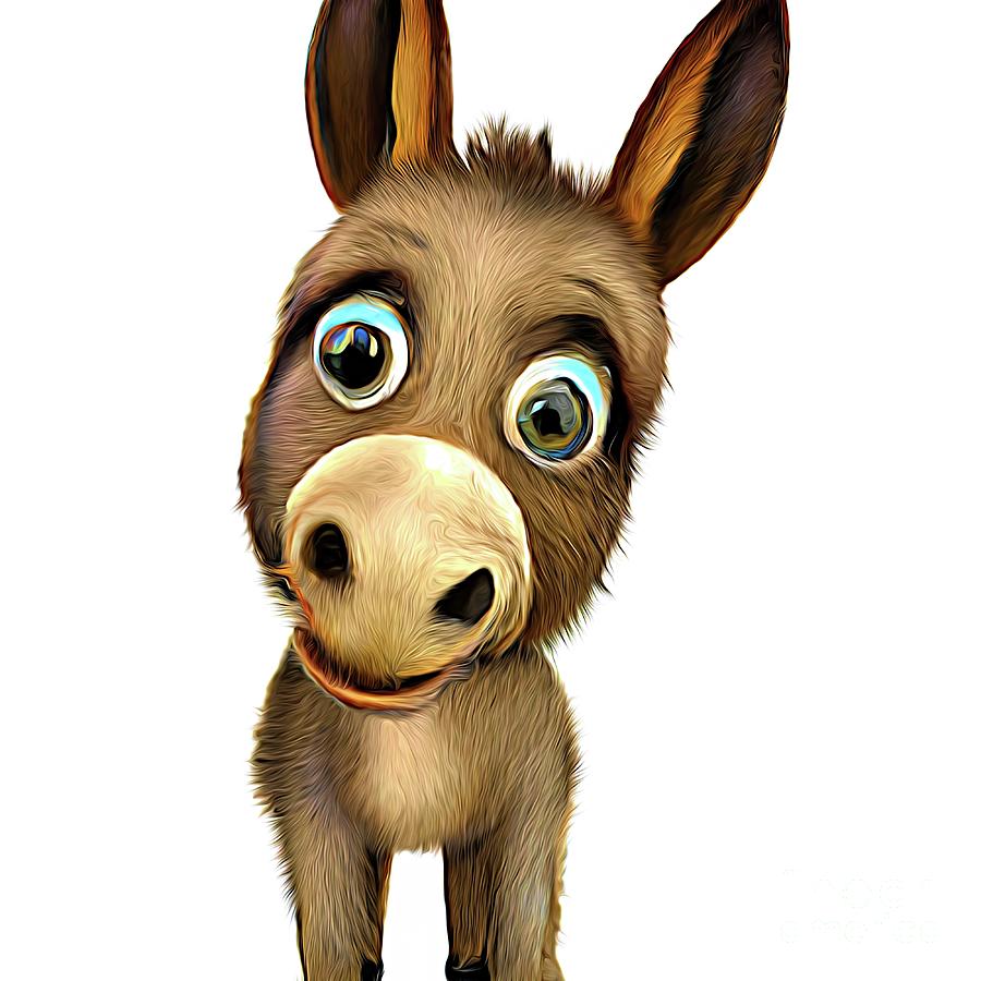 AI Art Cute Donkey Abstract Expressionist Digital Art by Rose Santuci-Sofranko