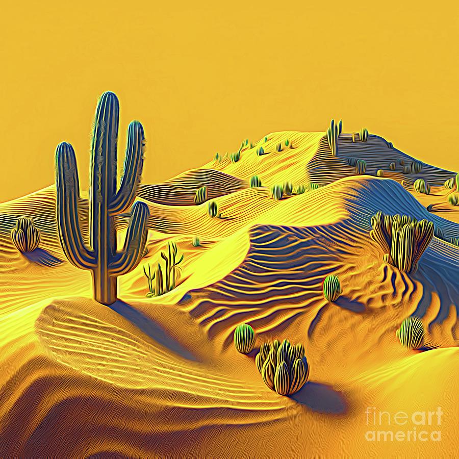 AI Art Desert Landscape Abstract Expressionism Digital Art by Rose Santuci-Sofranko