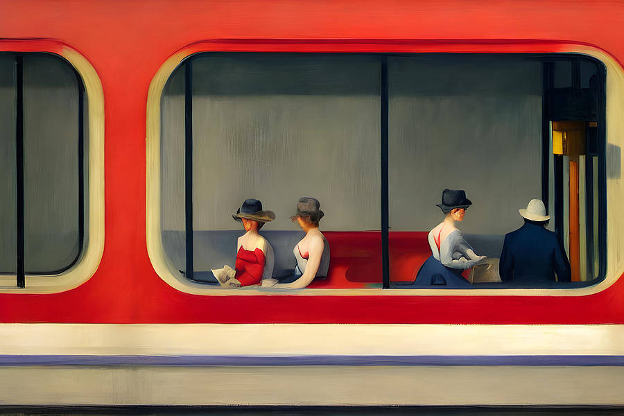 AI art famous painter inspired people waiting for a train 3 Painting by ...