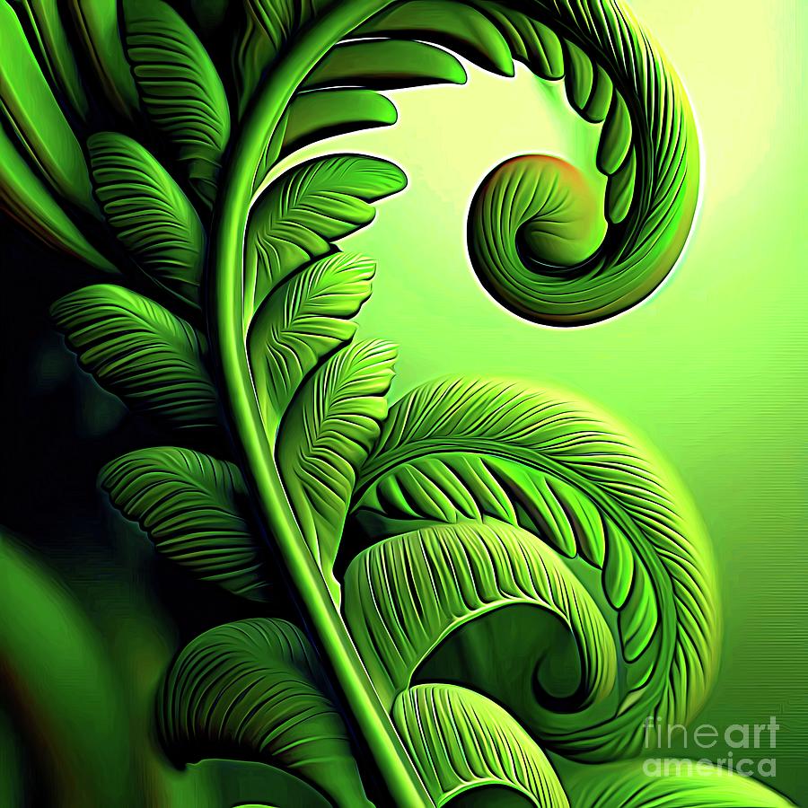 AI Art Fern Frond 1 Abstract Expressionism Effect Digital Art by Rose Santuci-Sofranko