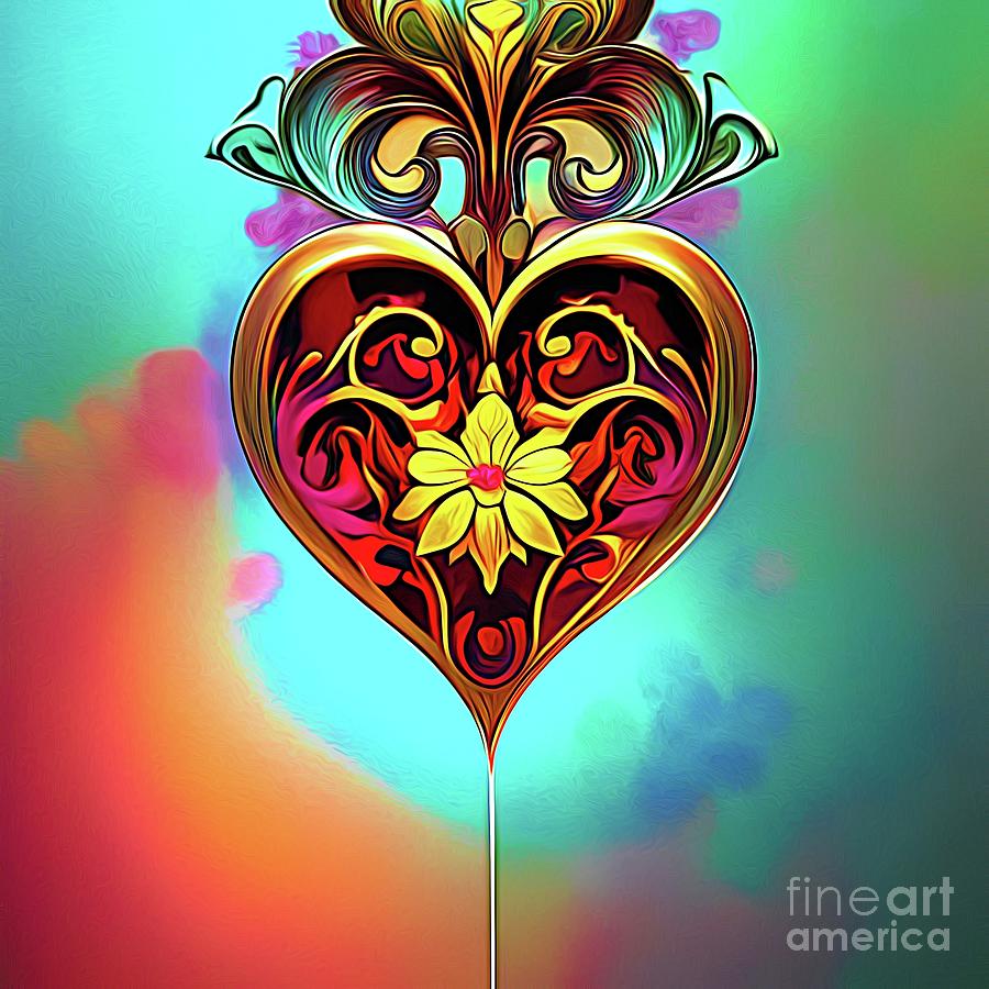 Ai Art Filigree Love Heart Valentines Abstract Expressionism 12 Digital Art