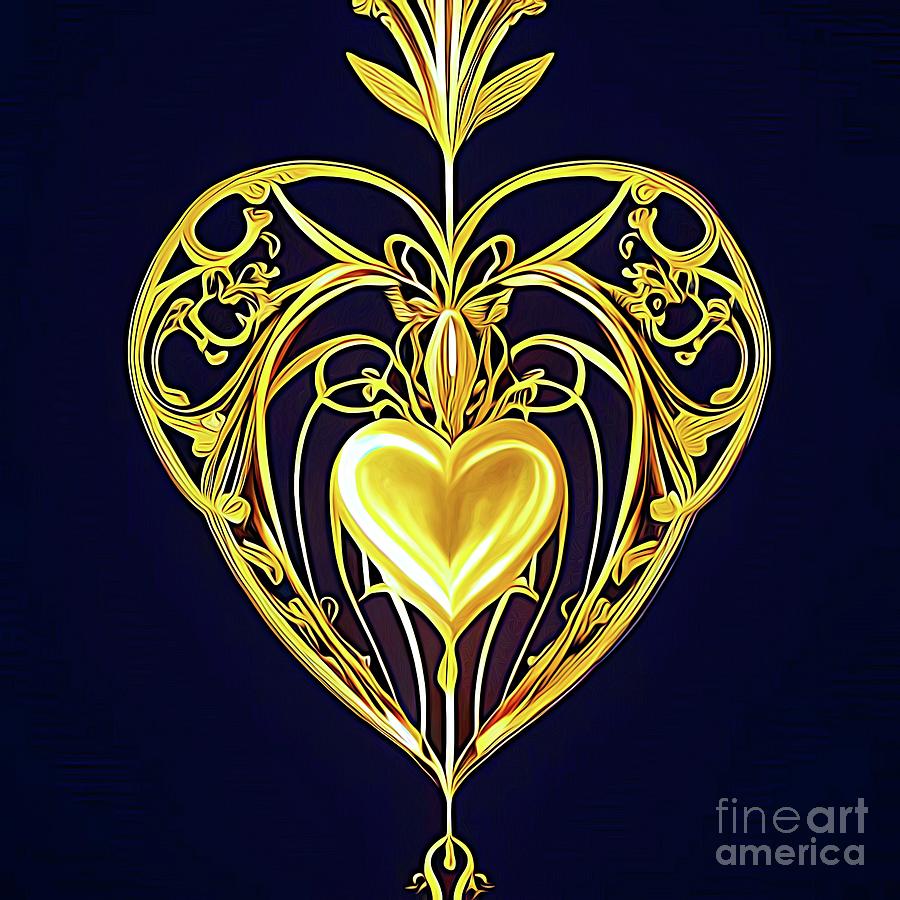 Ai Art Filigree Love Heart Valentines Abstract Expressionism 6 Digital Art