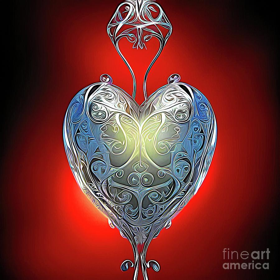 Ai Art Filigree Love Heart Valentines Abstract Expressionism 7 Digital Art