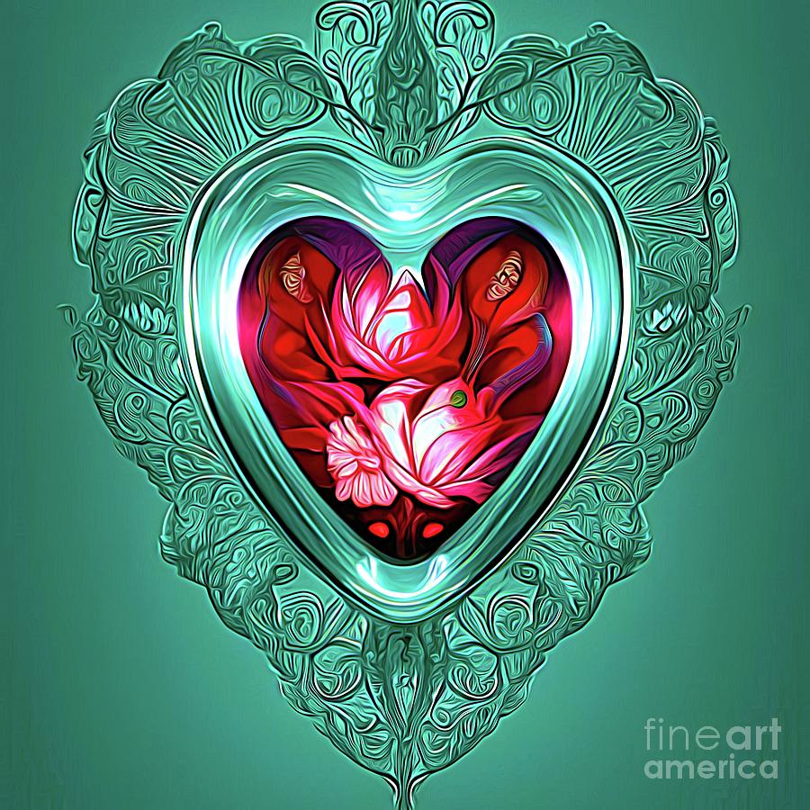 Ai Art Filigree Love Heart Valentines Abstract Expressionism 8 Digital Art