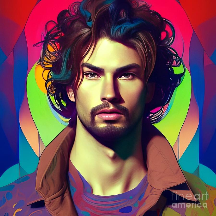 AI Art Handsome Man in Psychedelic Colors 1 Digital Art by Rose Santuci ...