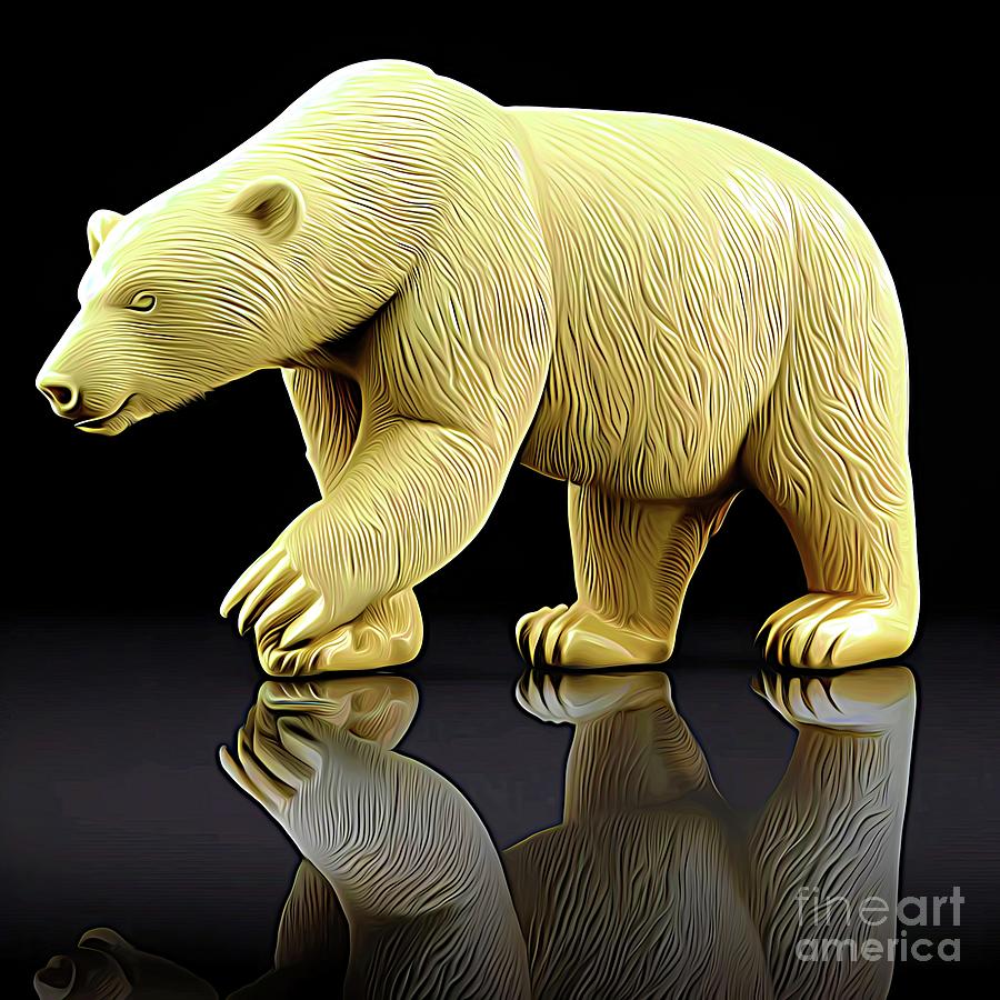 AI Art Ivory Polar Bear Sculpture Abstract Expressionism Effect Digital Art by Rose Santuci-Sofranko