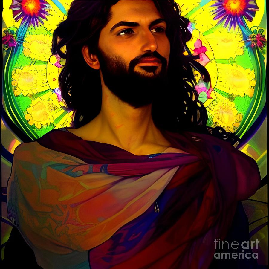 Ai Art Middle Eastern Jesus Christ With A Psychedelic Halo 1 Digital Art By Rose Santuci 5037