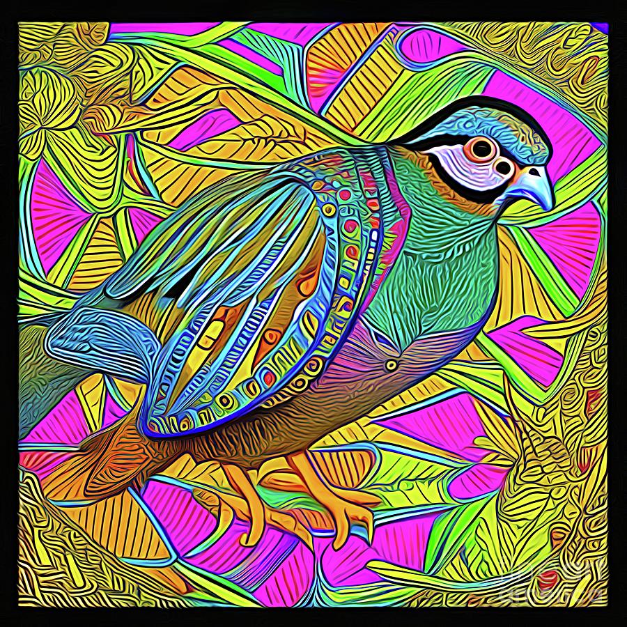 AI Art Multicolored Zentangle Partridge Abstract Expressionism Digital Art by Rose Santuci-Sofranko