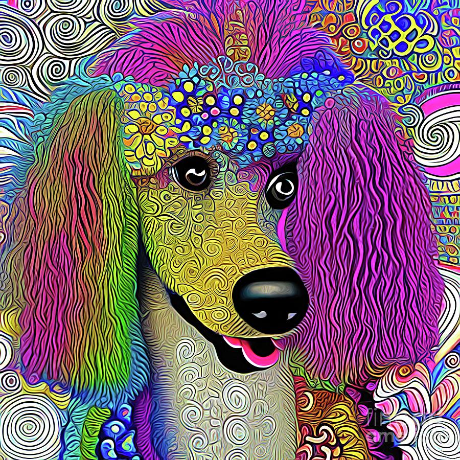 AI Art Multicolored Zentangle Poodle 1 Abstract Expressionism Digital Art by Rose Santuci-Sofranko