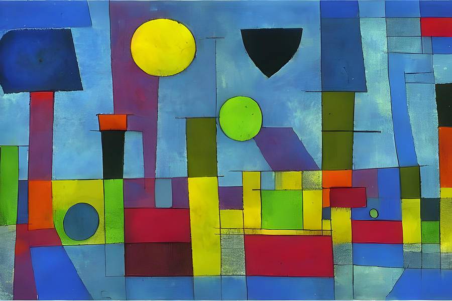 AI art paul klee inspired abstract skyline 1 Painting by ...