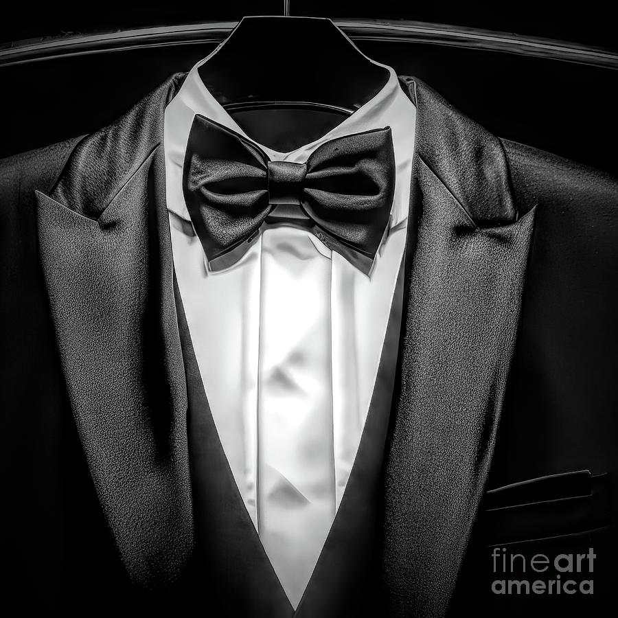 AI Art Tuxedo with a Bowtie in Black and White Digital Art by Rose Santuci-Sofranko