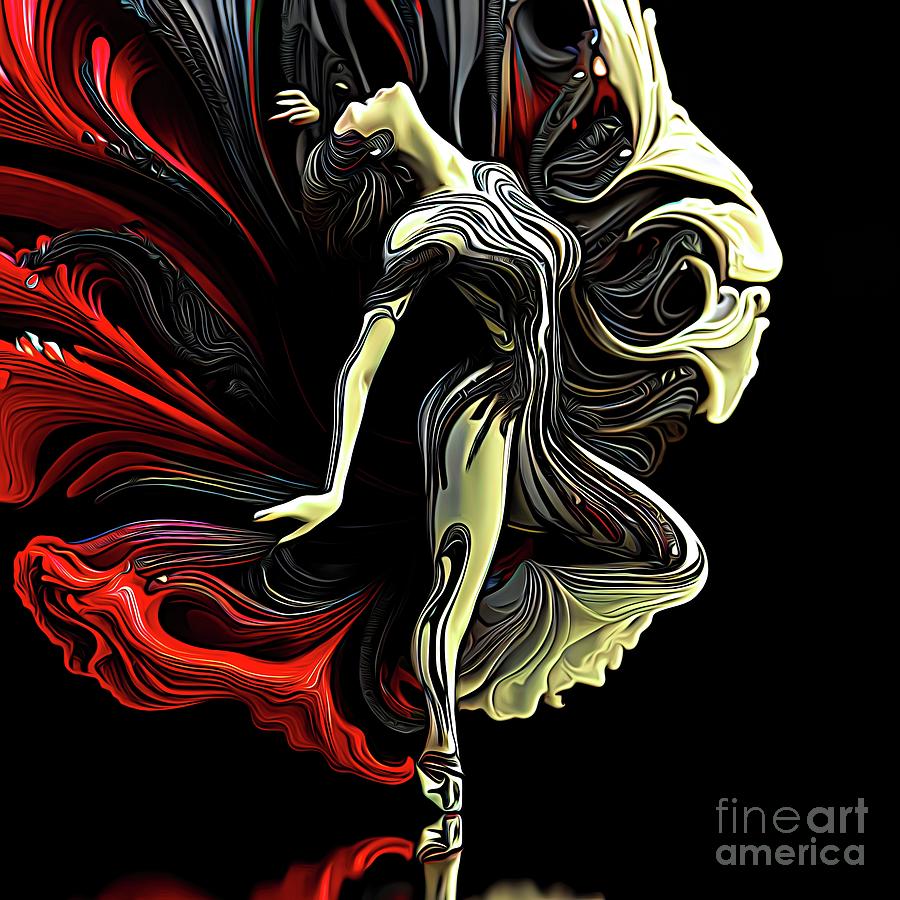 AI Art Woman Dancing Abstract Expressionism Effect Digital Art by Rose Santuci-Sofranko