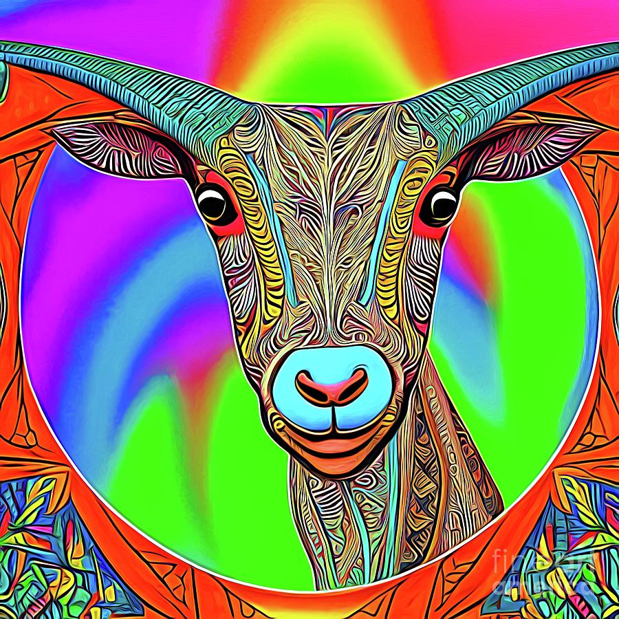 AI Art Zentangle Goat 2 Abstract Expressionism Digital Art by Rose Santuci-Sofranko