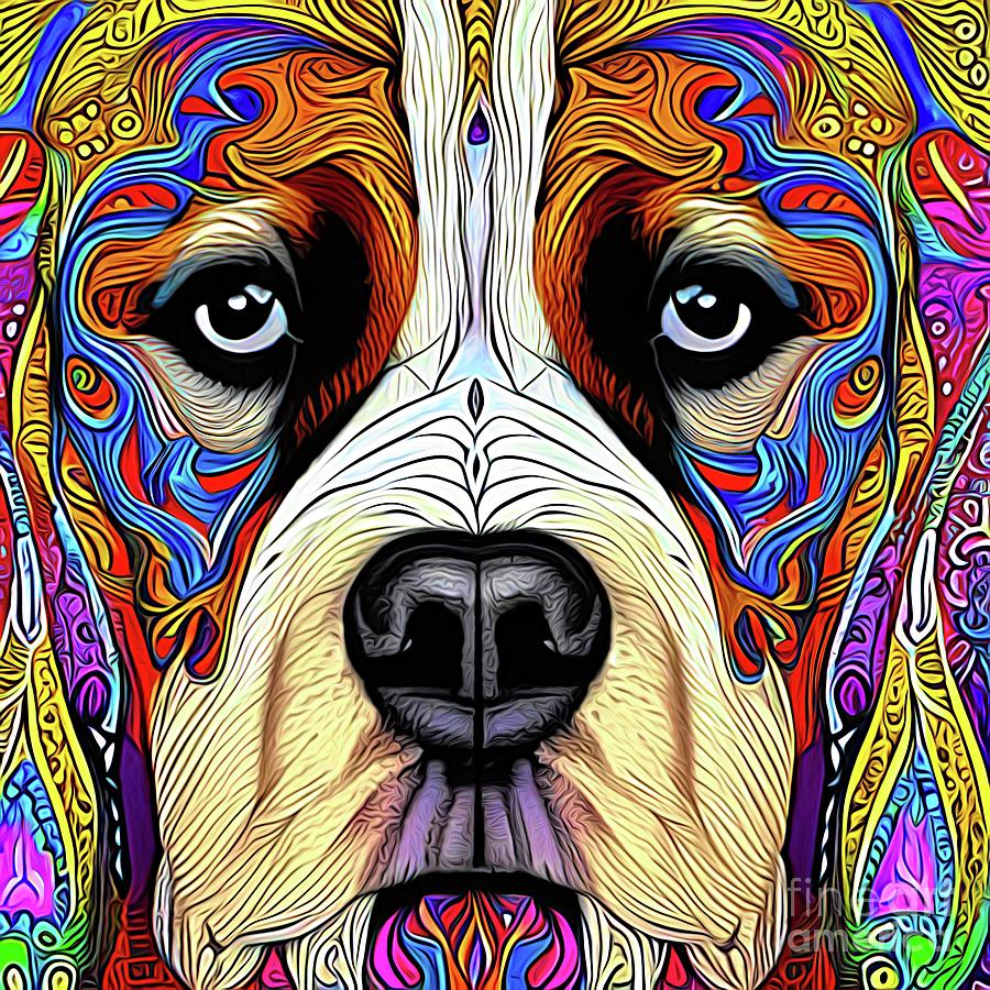 AI Art Zentangle Saint Bernard Dog Abstract Expressionism  Digital Art by Rose Santuci-Sofranko