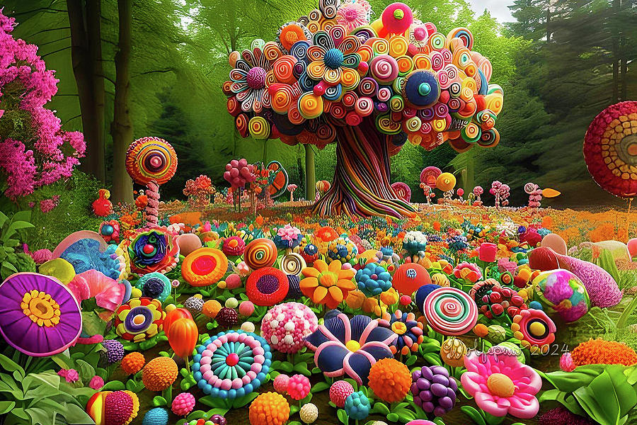 AI Candyland Garden Digital Art by Peggi Wolfe