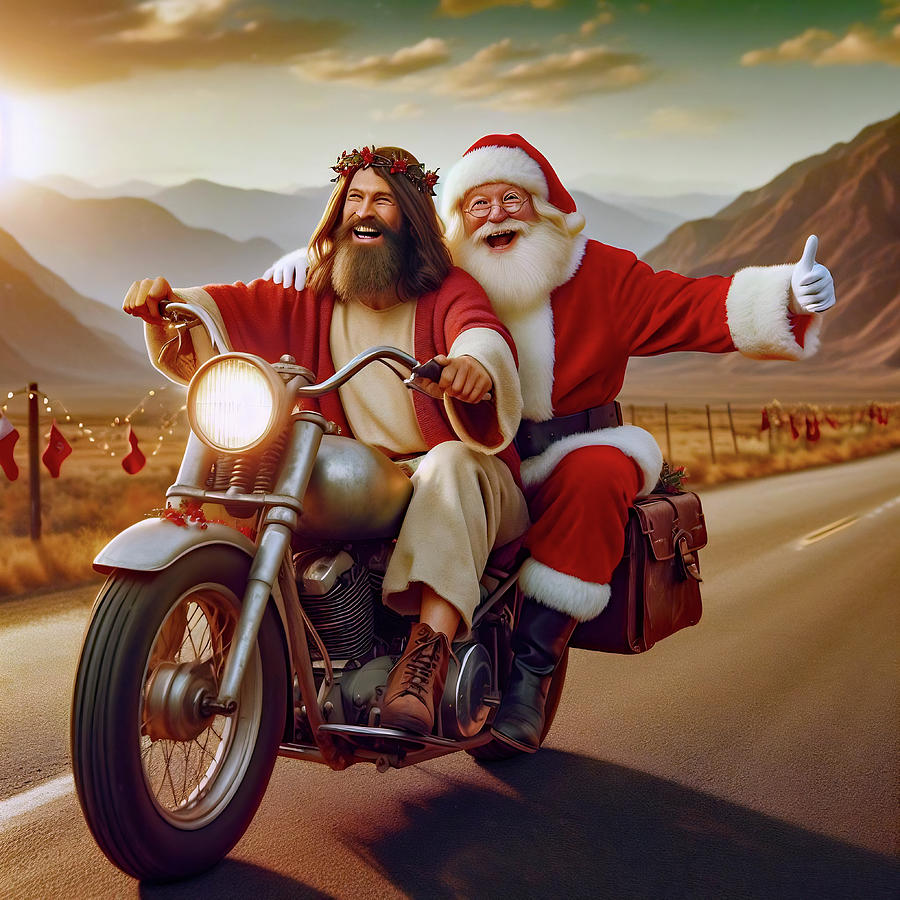 AI Image - Jesus and Santa 11 Photograph by Joseph C Hinson