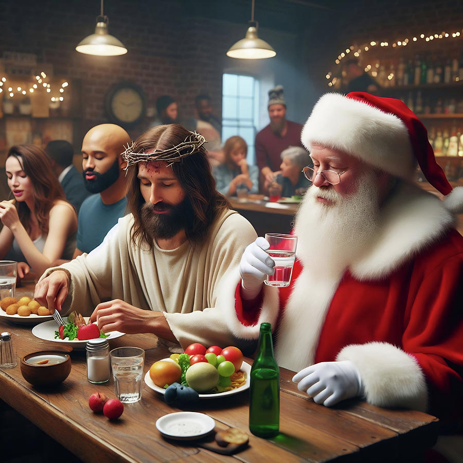 AI Image - Jesus and Santa 14 Photograph by Joseph C Hinson