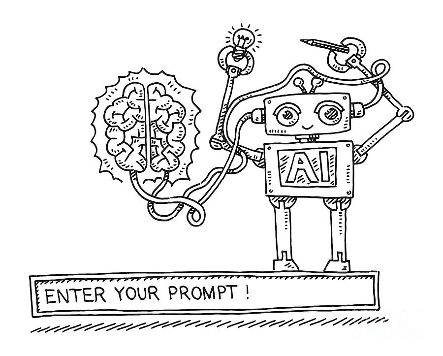 AIInput Field Robot Brain Drawing Drawing by Frank Ramspott Pixels